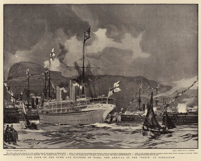 La gira del Duque y la Duquesa de York, la llegada del Ophir a Gibraltar de Charles Edward Dixon